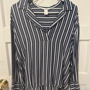 H&M Navy and White Striped Blouse